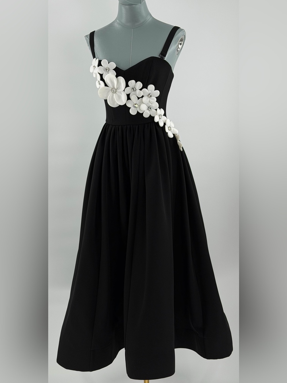 🆕 BRONX & BANCO 🧿 NWOT Inara Floral Midi Dress, Black & White - Sz XS US 2 - Picture 13 of 17